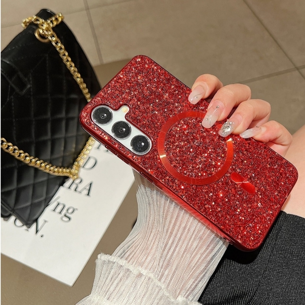NWT Red Glitter Magnetic Phone Case Galaxy S24